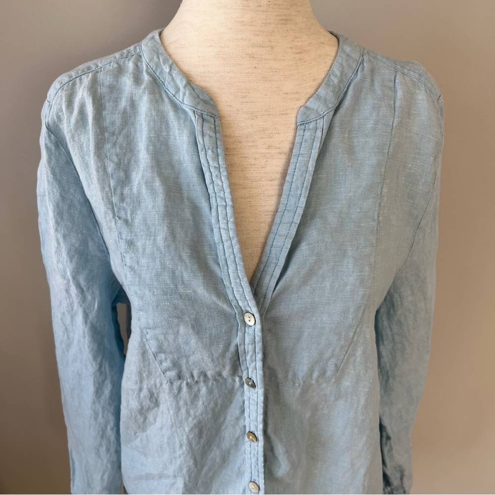 Sundance Linen Tunic Button Down - Light Blue - image 6